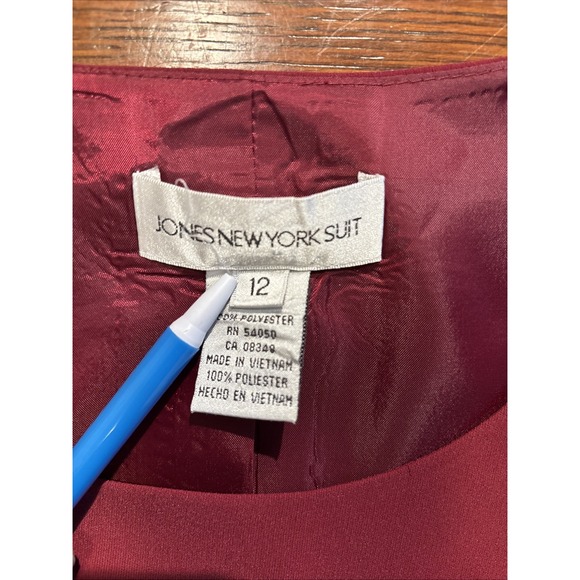 Burgundy 3pc Jones New‎ York Career Special Occasion Suit Piped Satin Edge 12 - Picture 5 of 16